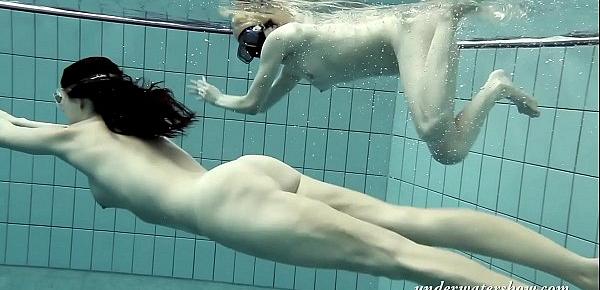 Girls swimming underwater and enjoying eachother